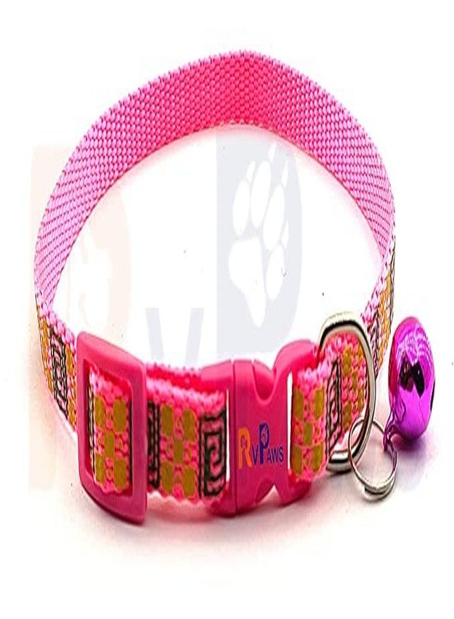 Pups&Pets 10 MM Puppy Collar and Leash Set - Puppy Printed Adjustable Nylon Collar with Leash for Cat and Puppy, Quick Release and Breathable Collar with Bell for Puppies, Small Dog & Cat (Pink) - Image 5